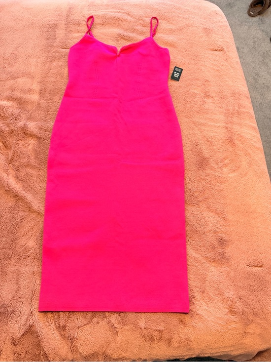 Express Dresses & Skirts - Express Hot Pink Midi Bodycon Dress with Spaghetti Straps